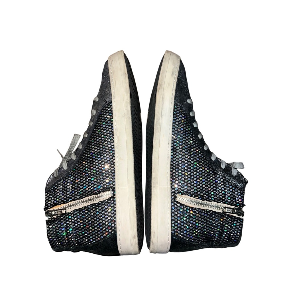 P448 John‎ High Top Sneakers Glitter Sparkle Side Zip Women Skater Streetwear 42 - Picture 5 of 10